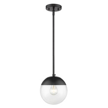  3219-S BLK-BLK - Dixon Small Pendant in Matte Black with Clear Glass and Matte Black Cap